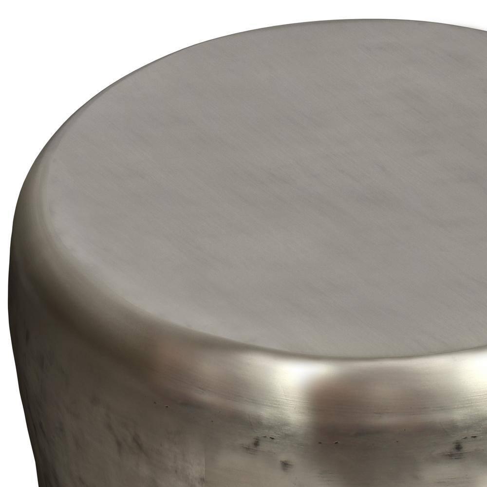 Garvy 20"W Metal Industrial End Table with Drum Design, Assembled