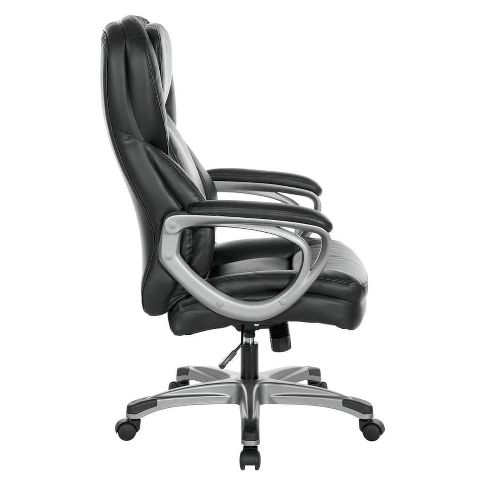 Executive Black Bonded Leather Chair with Titanium Coated Nylon Base