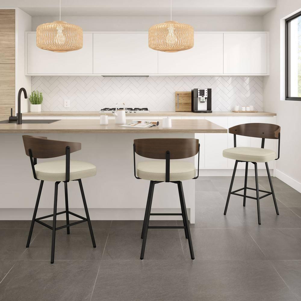 Amir Swivel Counter & Bar Stool with Wooden Back