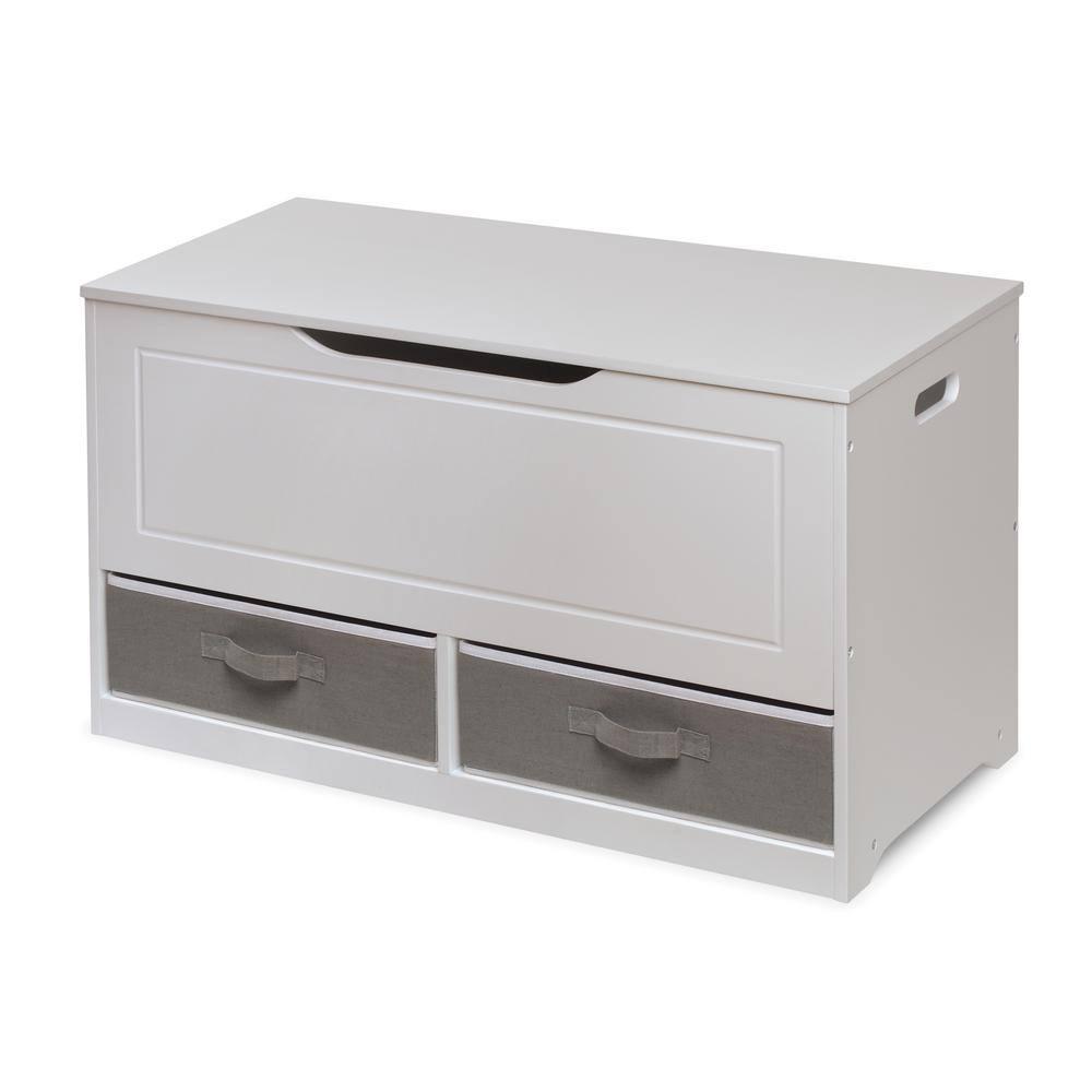 Badger Basket Up and Down Toy and Storage Box and Bench with Two Baskets - White