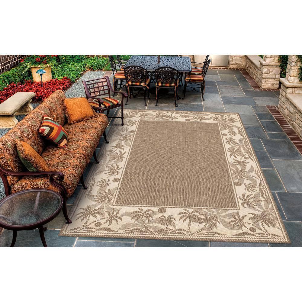 Couristan 5.75' x 9' Beige Island-Inspired Rectangular Area Throw Rug