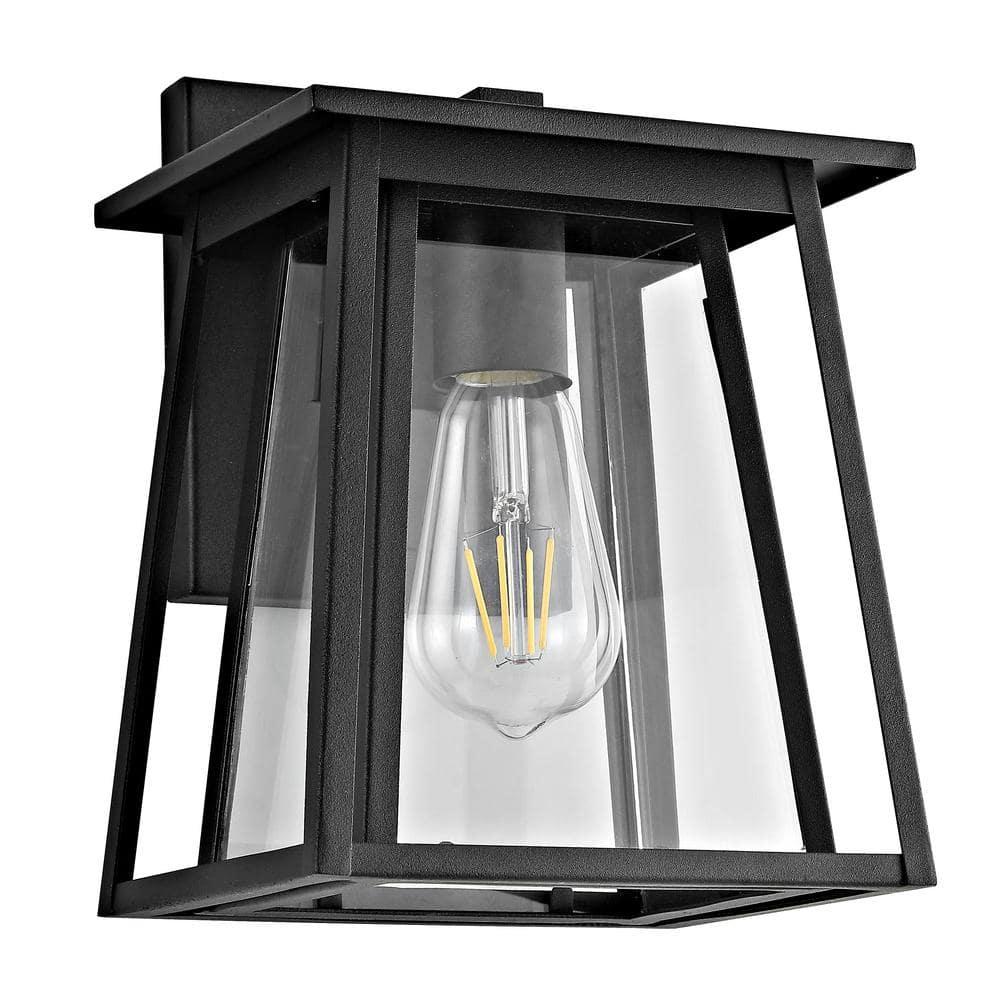 Stern Outdoor Wall Lantern - PLT4004 - Clear/Black - Safavieh