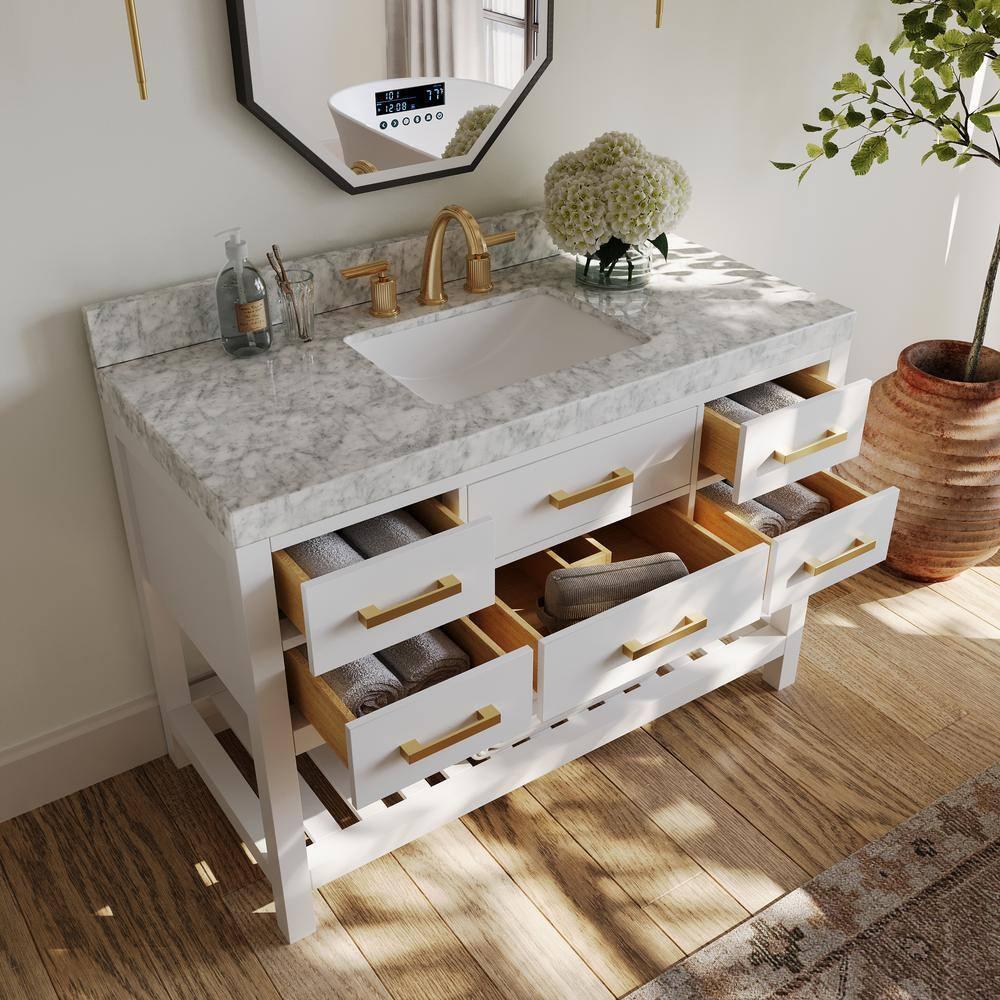 Ancerre Designs Elizabeth 48" Bathroom Vanity Set with Gold Hardware in White