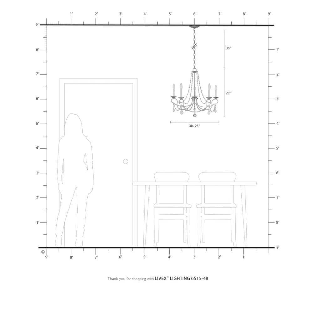 Livex Lighting Pennington 5 - Light Chandelier in  Antique Gold Leaf