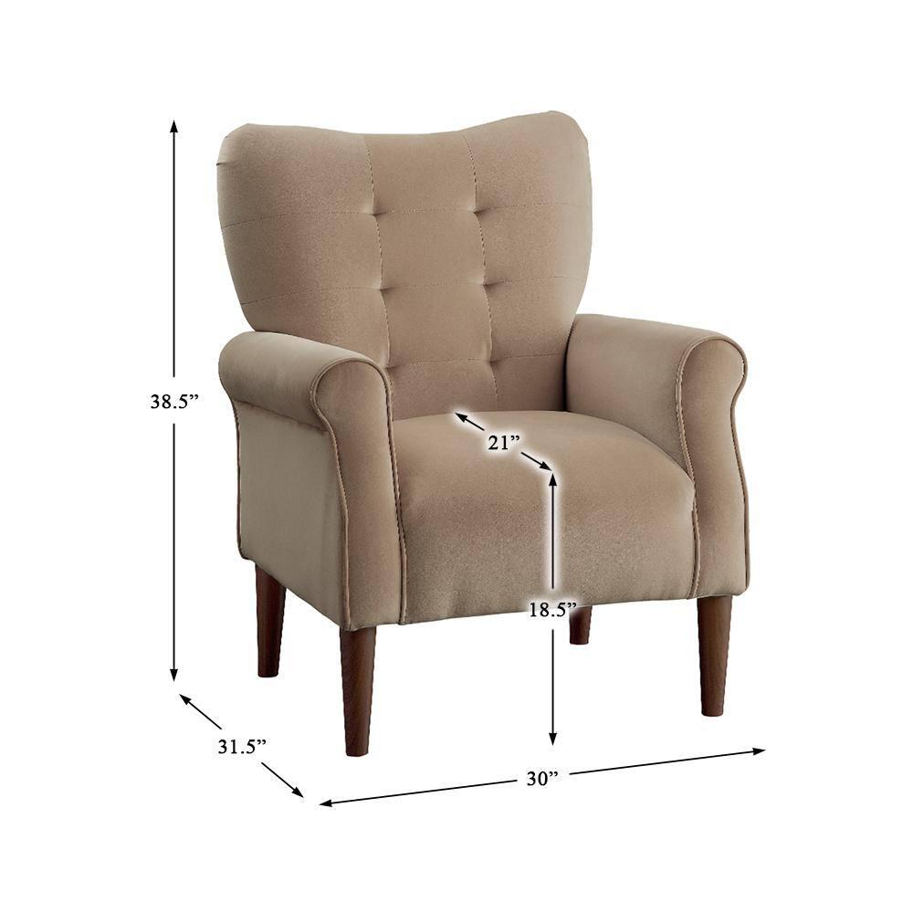 Lexicon Kyrie Solid Wood and Velvet Upholstered Accent Chair in Brown