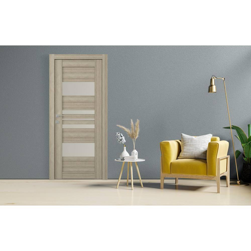 Romi 18" x 80" Pine Composite 5-Lite Frosted Glass Interior Door