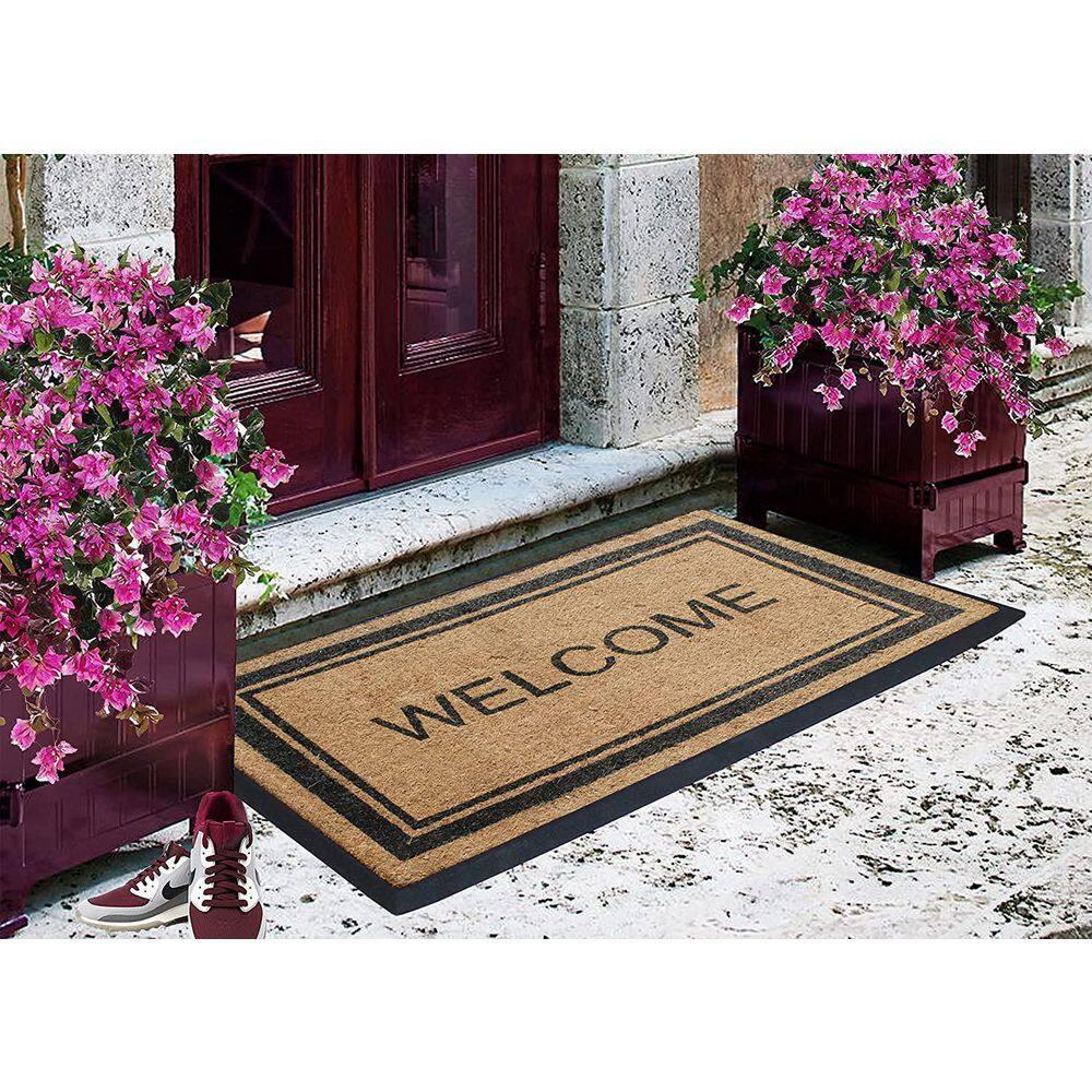 A1HC Natural Coir & Rubber Welcome Door Mat, 30x48, Thick Durable Doormats for, Heavy Duty Large Size Doormat, Anti-Shed Doormat, Fade-Resistant Door mat, Long Lasting, Front Door Entry Doormat