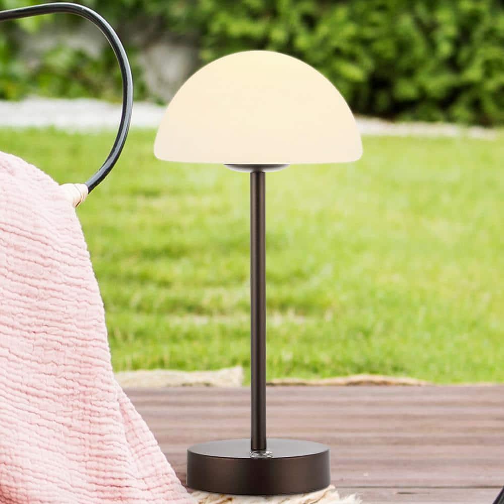 JONATHAN Y JYL7109B Xavier 12.5" Bohemian Farmhouse Iron Rechargeable Integrated Portable LED Table Lamp, Coastal, Contemporary for living room, dinning room, bedroom, Oil Rubbed Bronze/White