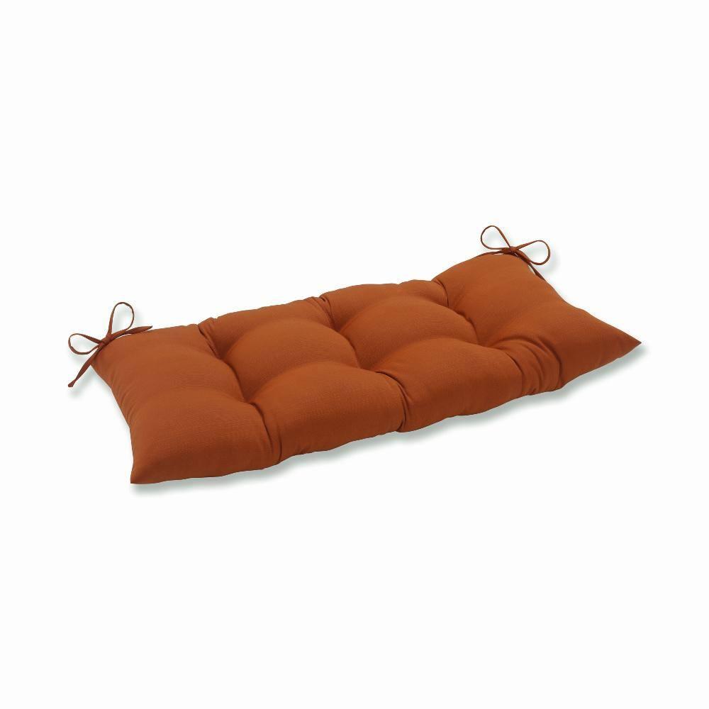 Pillow Perfect Monti Chino Solid Indoor/Outdoor Wicker Patio Sofa/Swing Cushion Tufted, Weather and Fade Resistant, 18.5" x 44", Orange