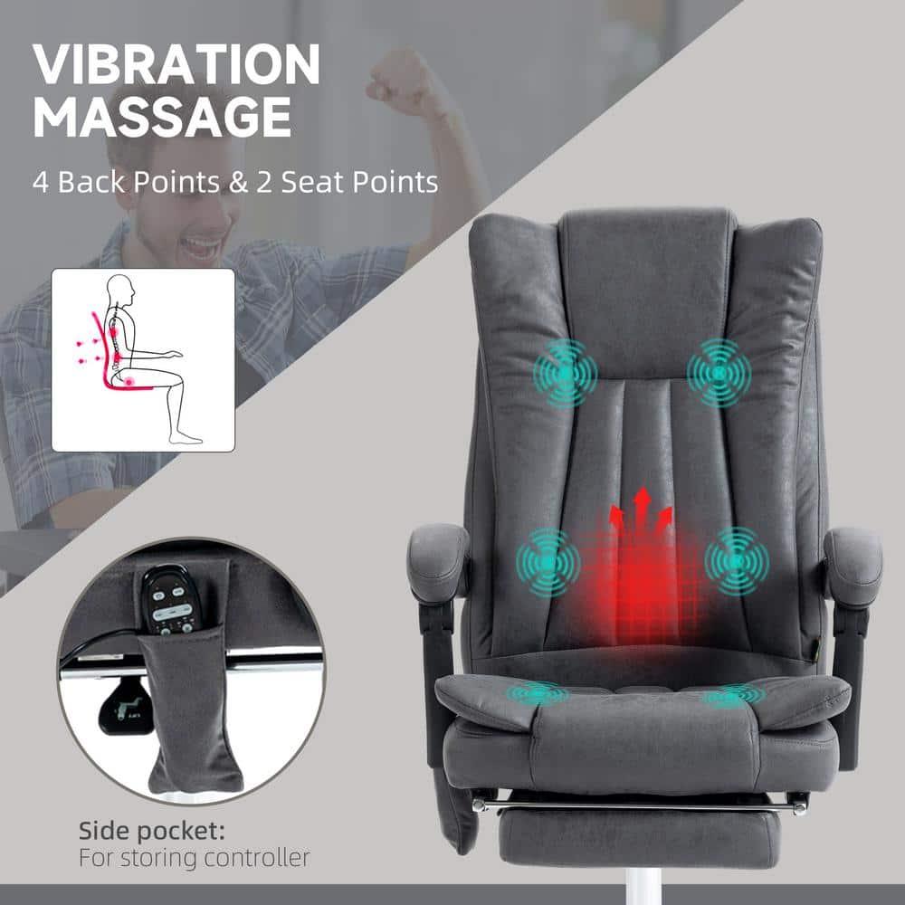 Vinsetto Microfiber Office Chair, High Back Computer Chair with 6 Point Massage, Heat, Adjustable Height and Retractable Footrest, Dark Blue