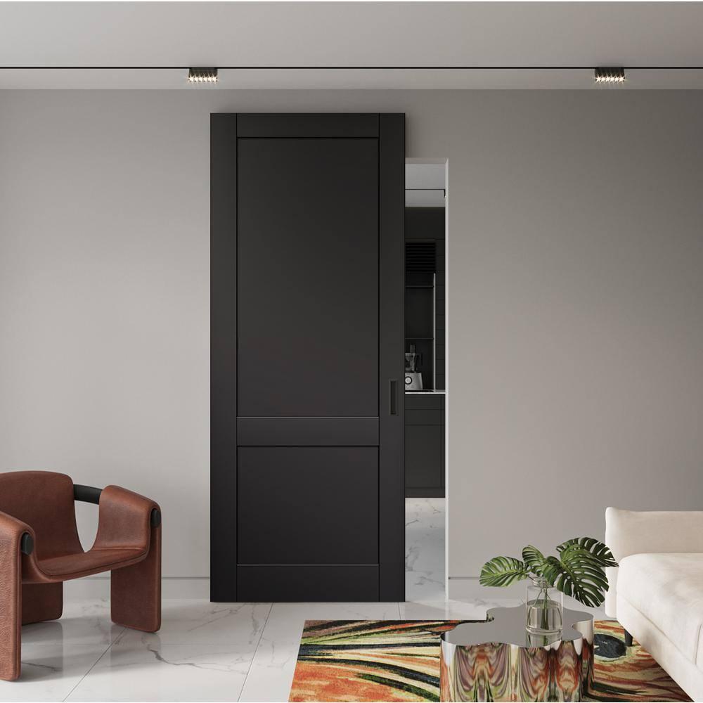 Belldinni Shaker 2 Panel Manufactured Wood Solid Core Sliding Hidden Barn Door With Base Board with Installation Hardware Kit