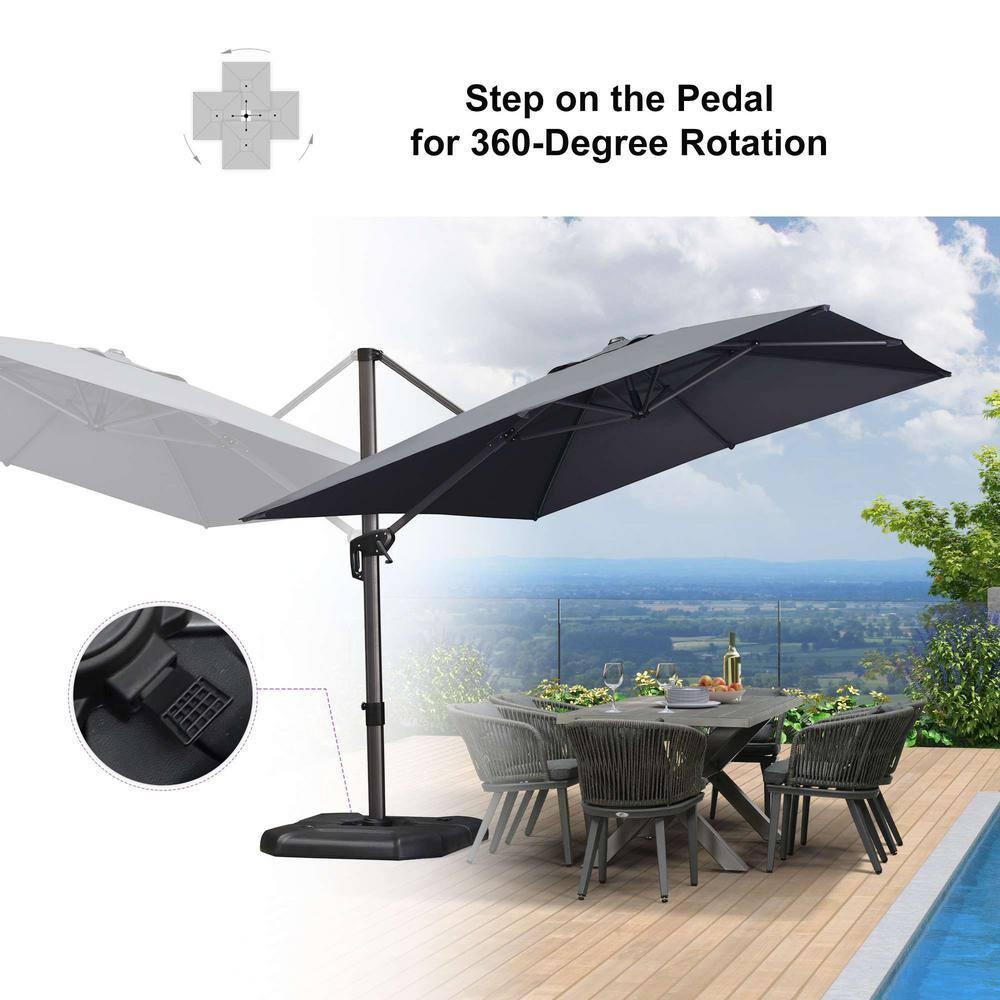 PURPLE LEAF 8 Feet Patio Umbrella Outdoor Cantilever Square Umbrella Aluminum Offset Umbrella with 360-degree Rotation for Garden Deck Pool Patio, Light Grey