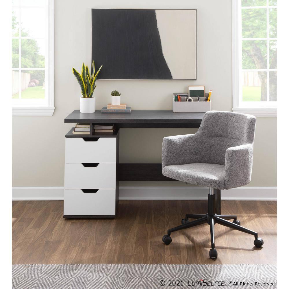 Quinn Contemporary Computer Desk: Expansive Work Surface, 3 Storage Drawers - LumiSource