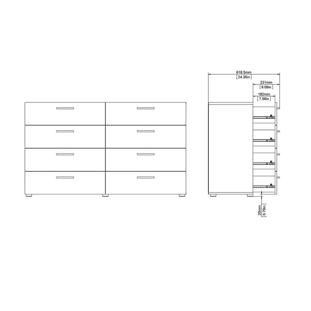 Tvilum Loft 8 Drawer Double Dresser for Adults, Walnut