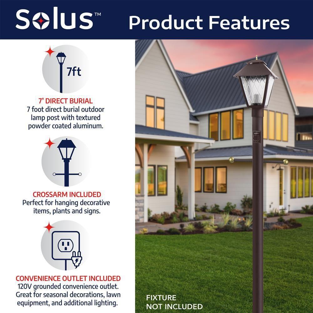 Solus Outdoor Hardwired Direct Burial Lamp Post with Decorative Cross Arm and Convenience Outlet & Reviews | Wayfair