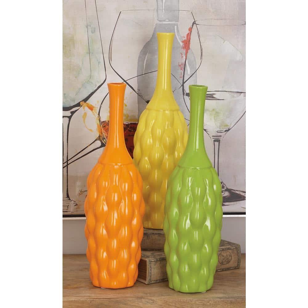 Ceramic Multi Colored Decorative Vase Set (Set of 3)