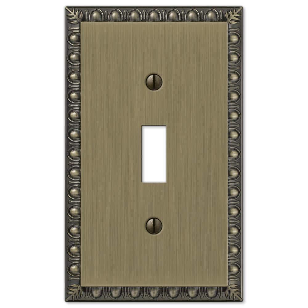 Antiquity 1 Gang Toggle Metal Wall Plate - Brushed Brass