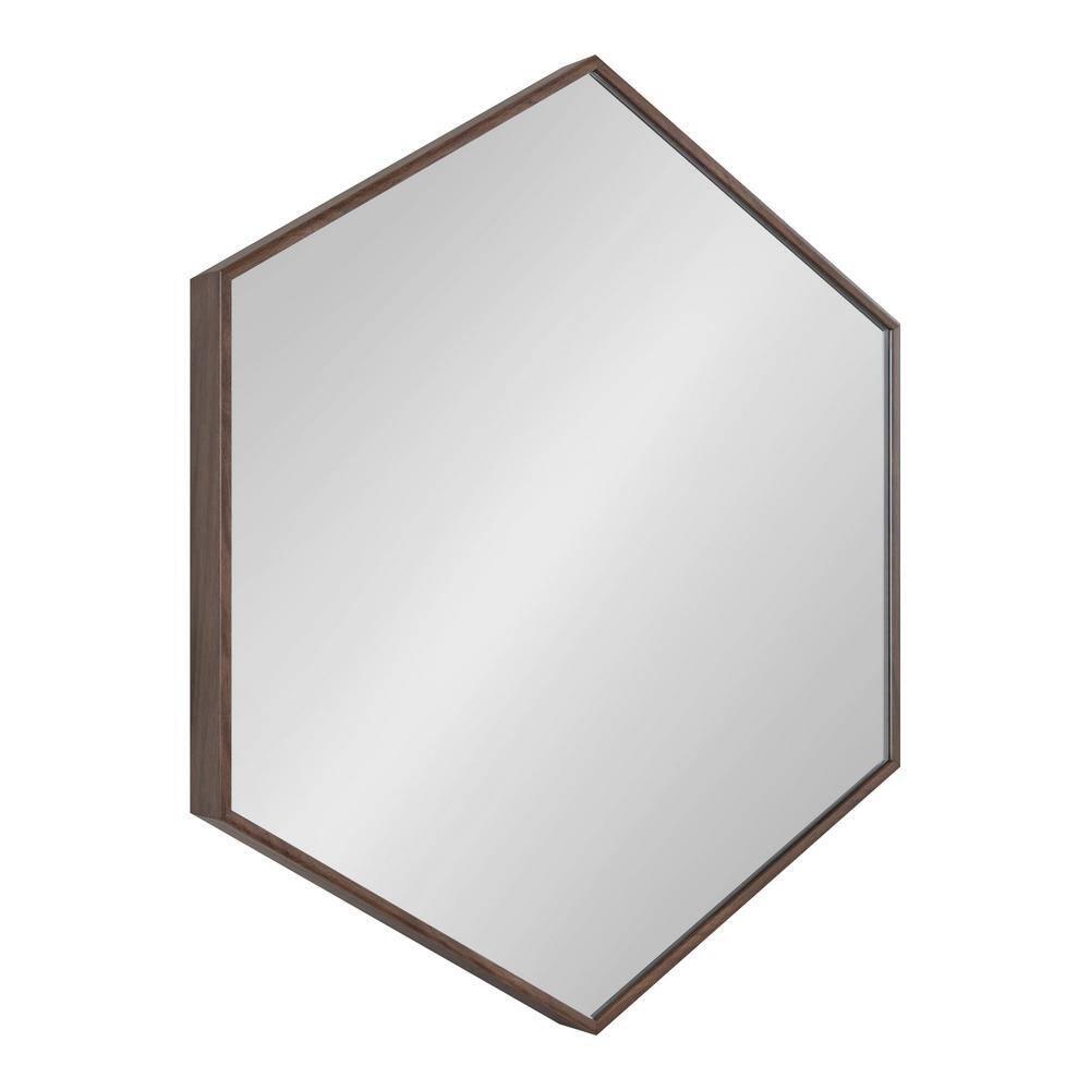 22" x 25" Rhodes Hexagon Wall Mirror Walnut Brown - Kate & Laurel: Modern Plastic Frame, No Assembly Required