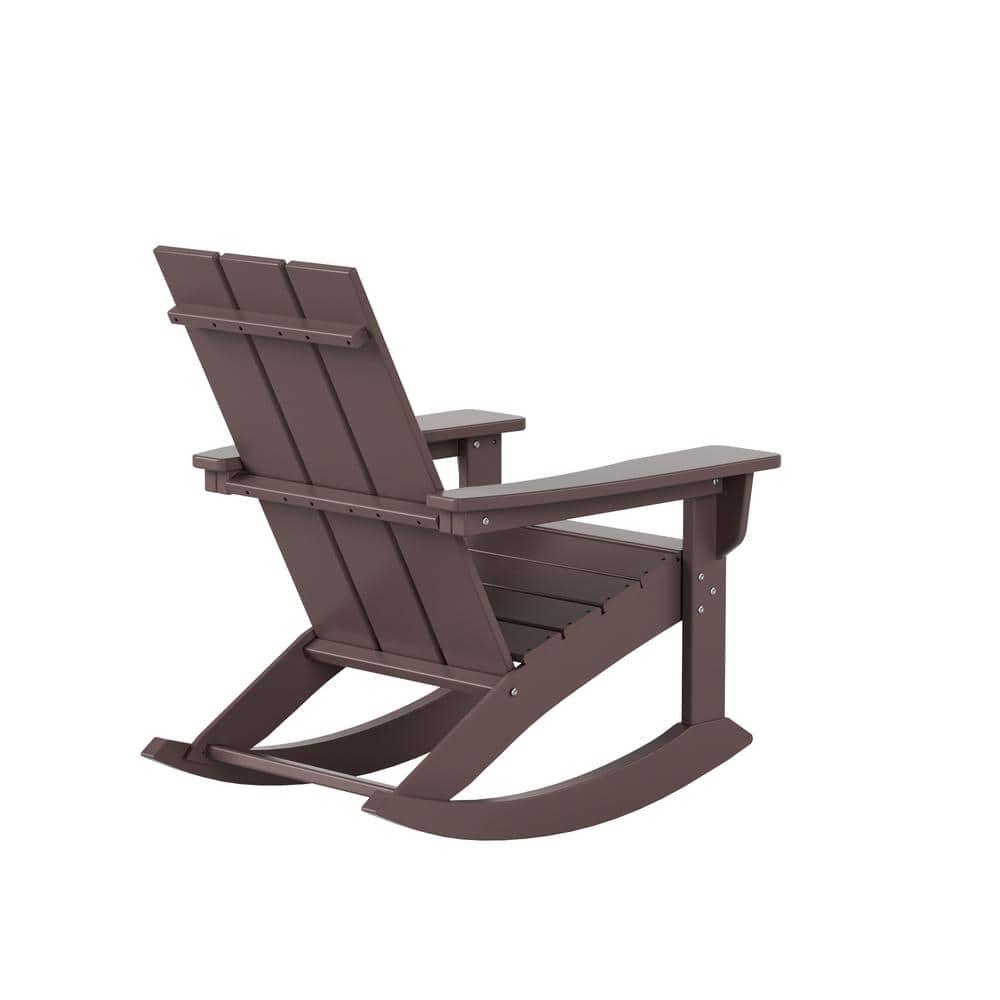 Polytrends  Shoreside Modern Eco-Friendly Poly Adirondack Rocking Chairs (Set of 2) Dark Brown