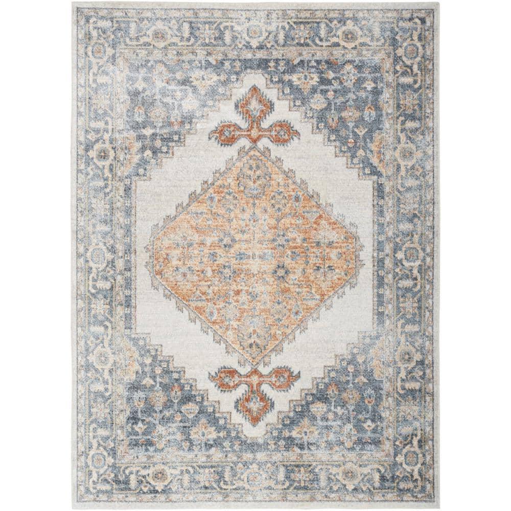 Nourison Astra Machine Washable Vintage Persian Indoor Rug Grey/Gold 9' x 12'