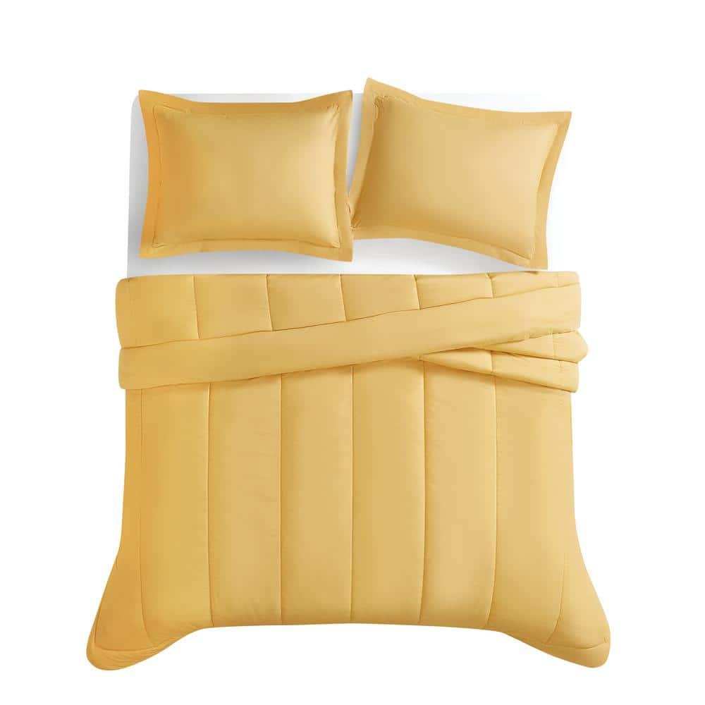 2-Piece Mustard Yellow Solid Cotton Percale Twin/Twin XL Comforter Set