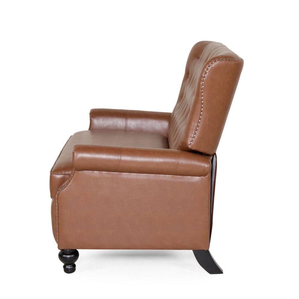 Noble House Dero Faux Leather Tufted Oversized Recliner, Cognac Brown and Espresso