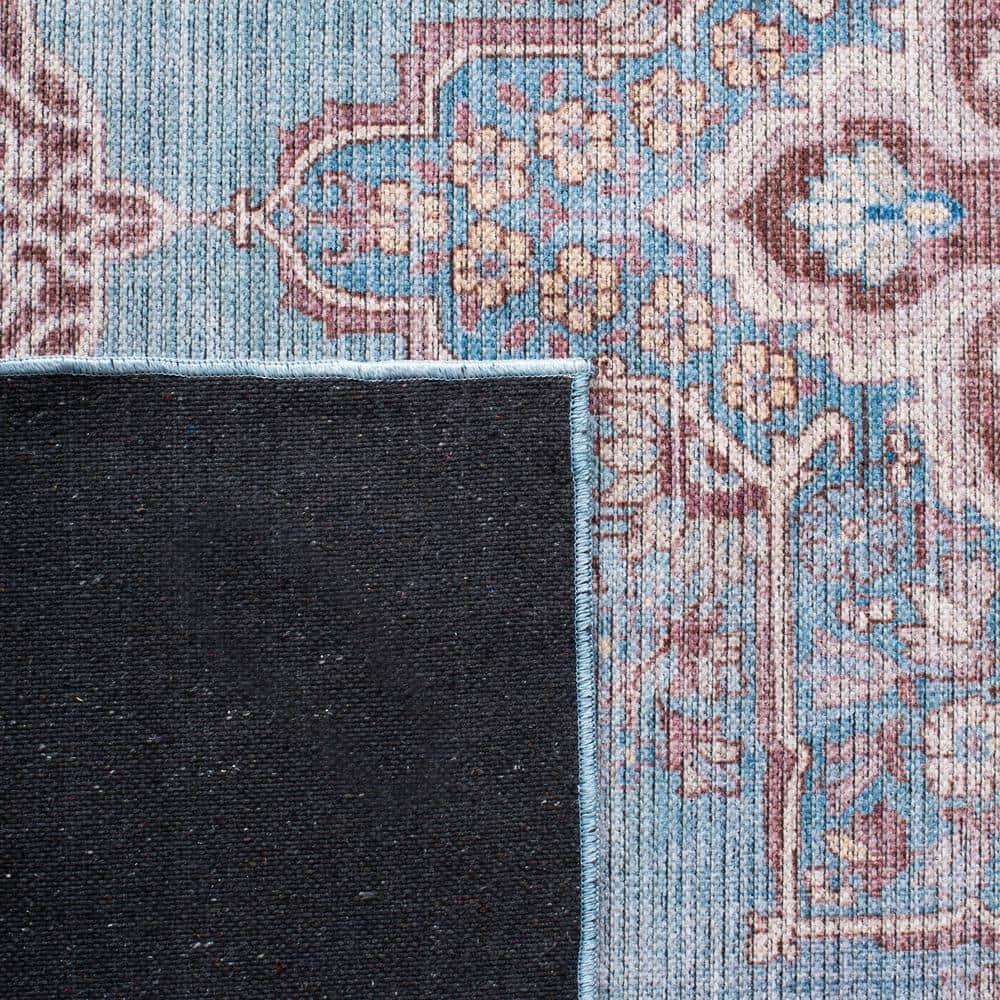 Serapi SEP580 Power Loomed Machine Washable Skid-Resistant Indoor Area Rug - Blue/Brown - 6'7"x6'7" - Safavieh