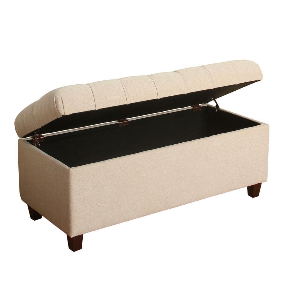 Ainsley Button Tufted Storage Bench - Oatmeal - HomePop