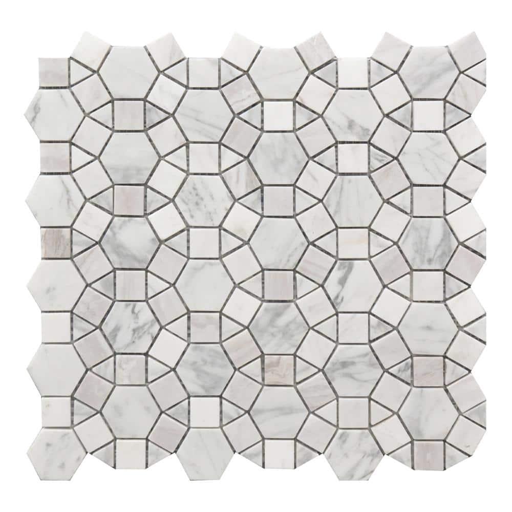 Kaleidoscope 12" x 12" Marble Mosaic Wall & Floor Tile