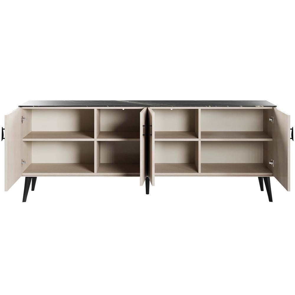 Manhattan Comfort 78.7" Haley Sideboard White/Black Marble