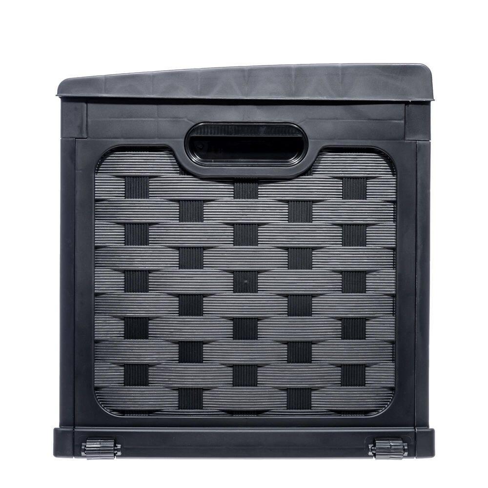 Starplast 88 Gallon Rattan Deck Box, Black