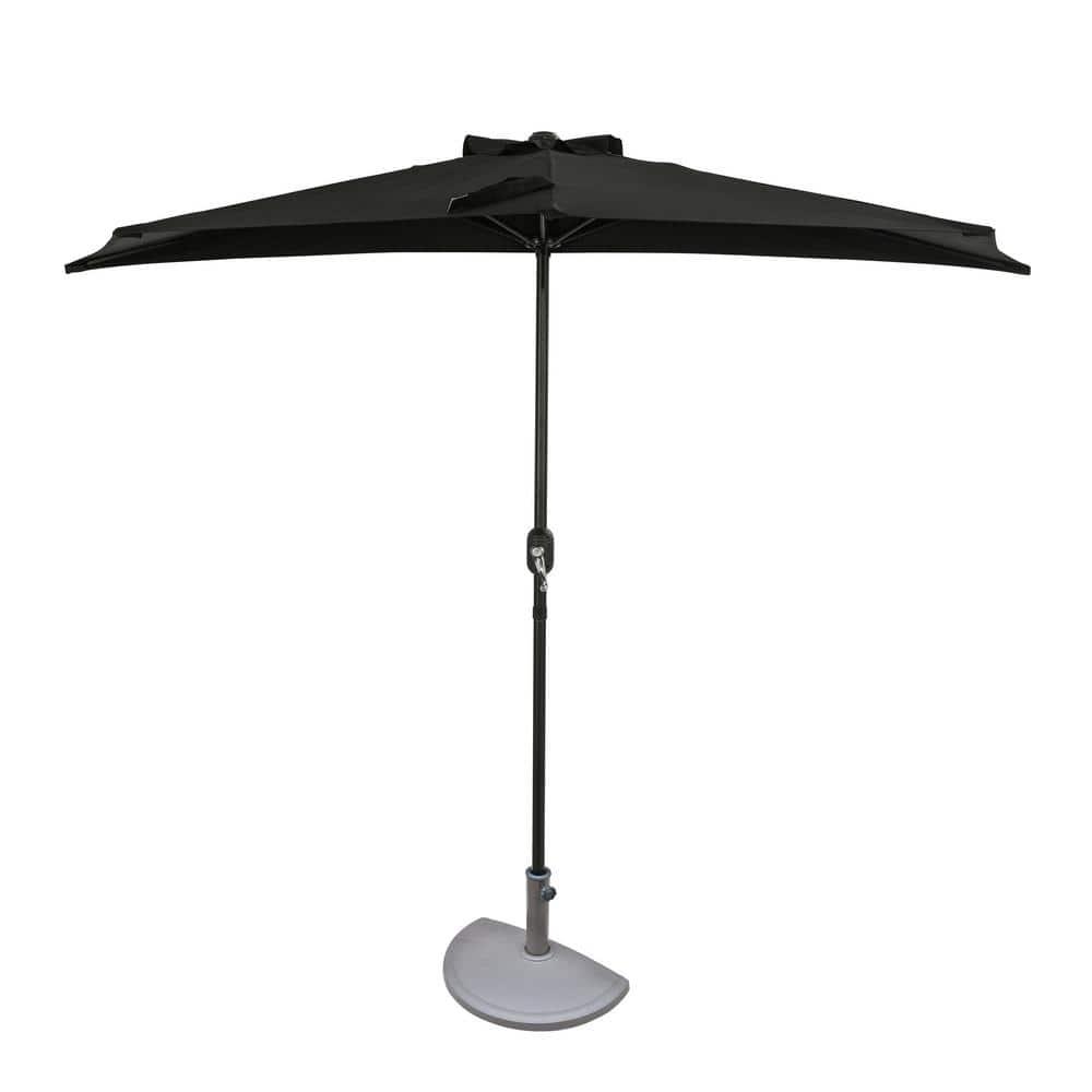 9' x 4.5' Lanai Half Patio Umbrella Black - Island Umbrella: Steel Frame, Water & UV Resistant