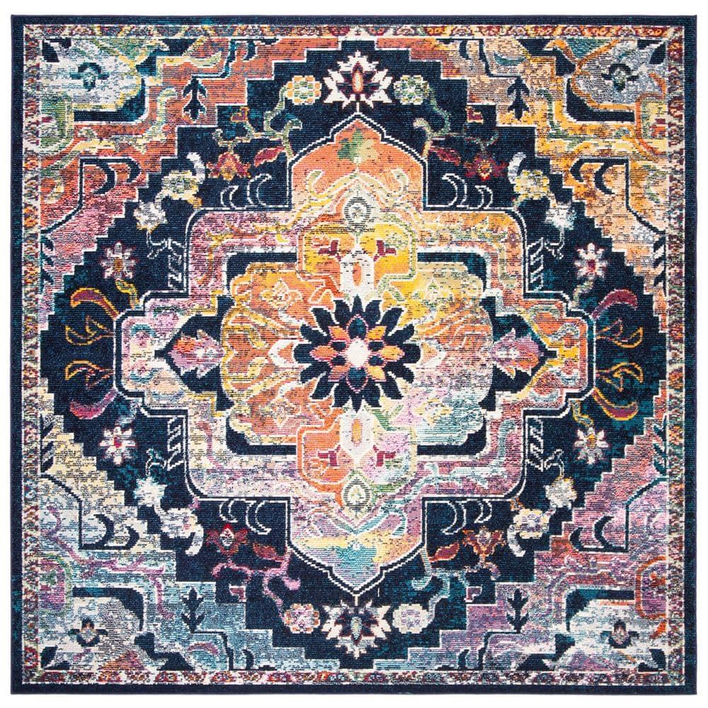 Crystal CRS501 Loomed Indoor Area Rug - Navy/Fuchsia - 4'x4' - Safavieh