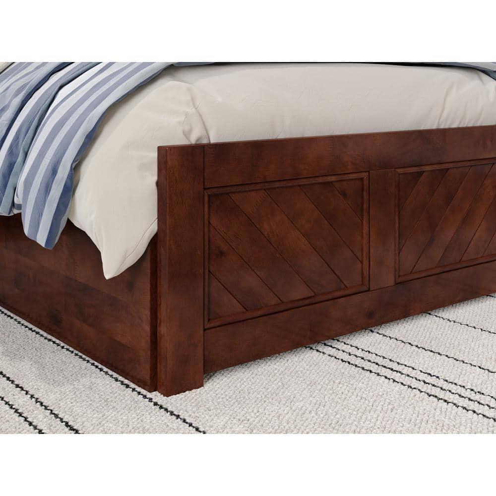 AFI Canyon Walnut Solid Wood Platform Bed with Matching Footboard & Storage Drawers, Twin