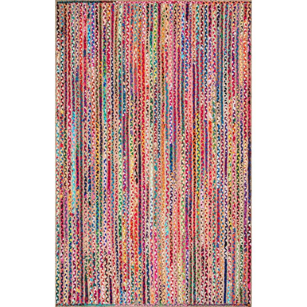 Nuloom Aleen Striped 4x6 Jute Indoor Area Rug for Dining Room Rug Neutral Rug Living Room Rug Kitchen, Multicolor