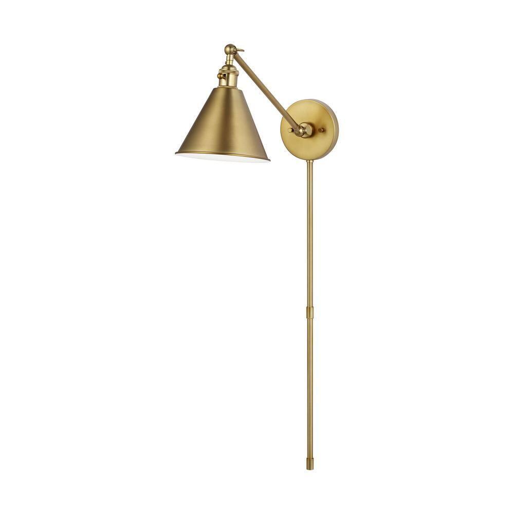 Salem 1-Light Satin Brass Wall Sconce with Satin Brass Metal Shade