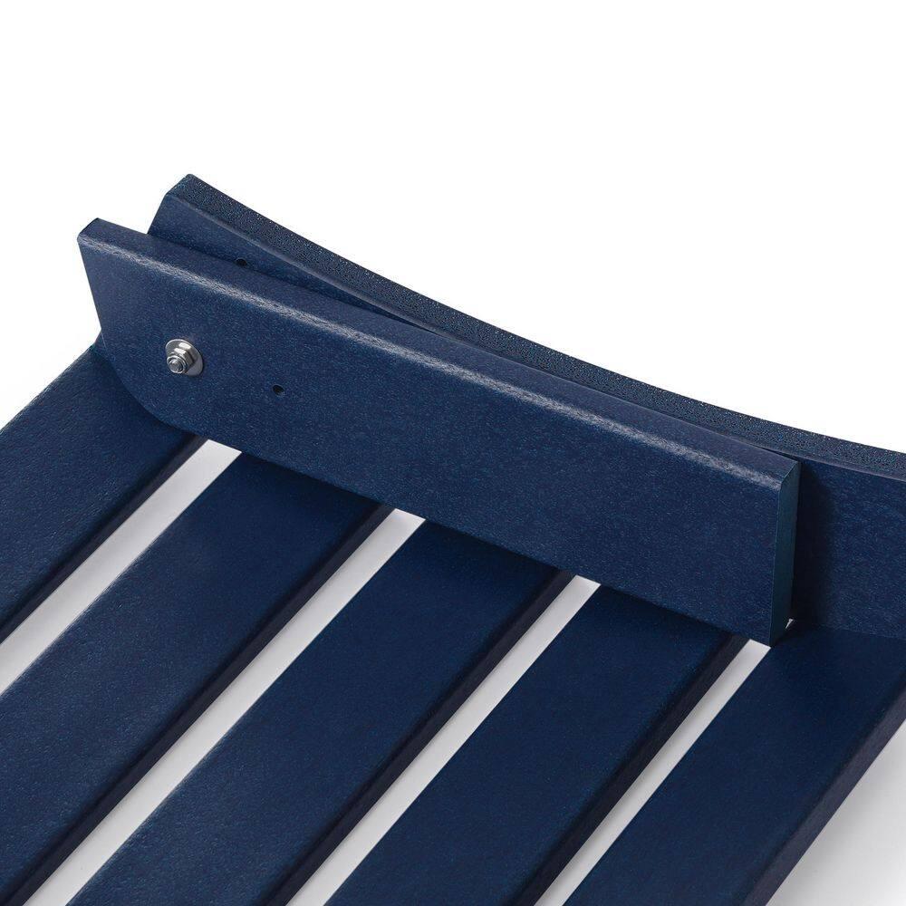Polytrends  Laguna Hdpe All Weather Outdoor Patio Foldable Ottoman Navy Blue