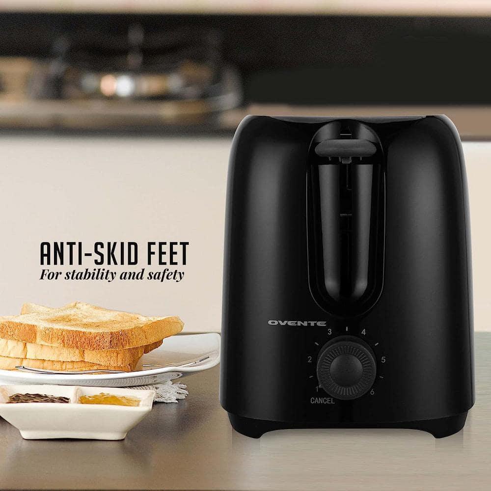OVENTE Electric 2 Slice Toaster, 6 Shade Toast Settings, Removable Crumb Tray, Black TP2210B