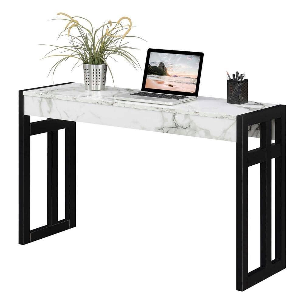 Monterey Console Table, White Faux Marble/Black