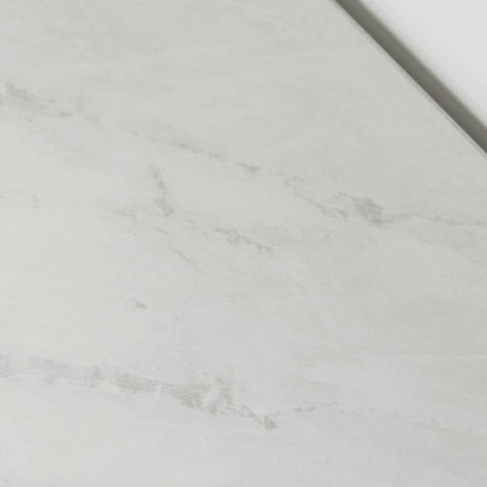 Walker Edison Modern Farmhouse Faux Marble and Walnut Entryway Table, Faux White Marble/Walnut
