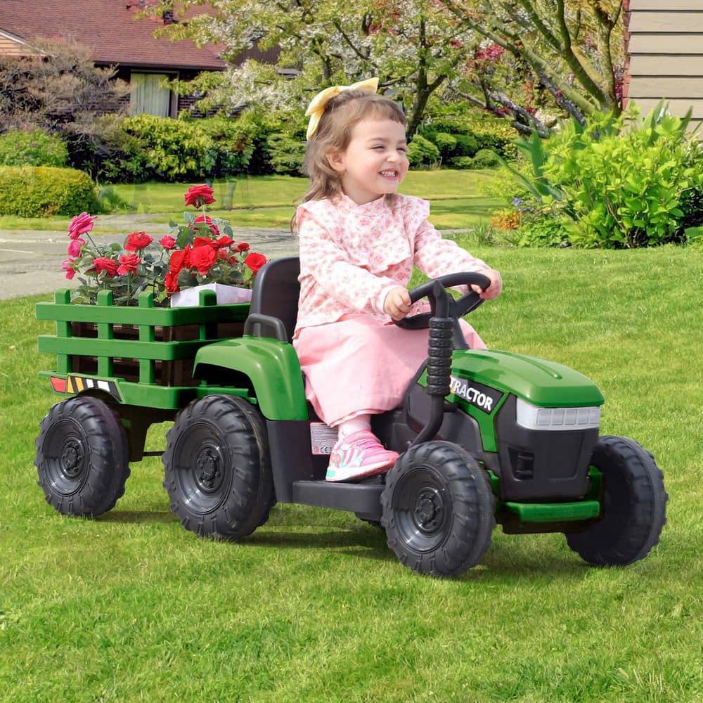 Veryke 35W / 12V Kids Ride On Tractor, Electric Car Toy with Bucket - Green