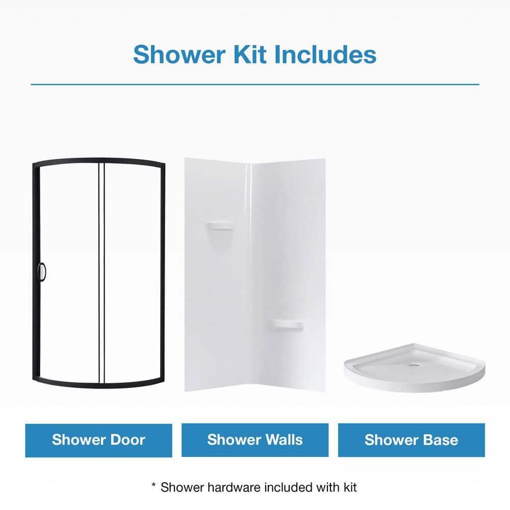 OVE Decors Breeze 33 in. Round Shower Kit w/ Clear, Base, Wall