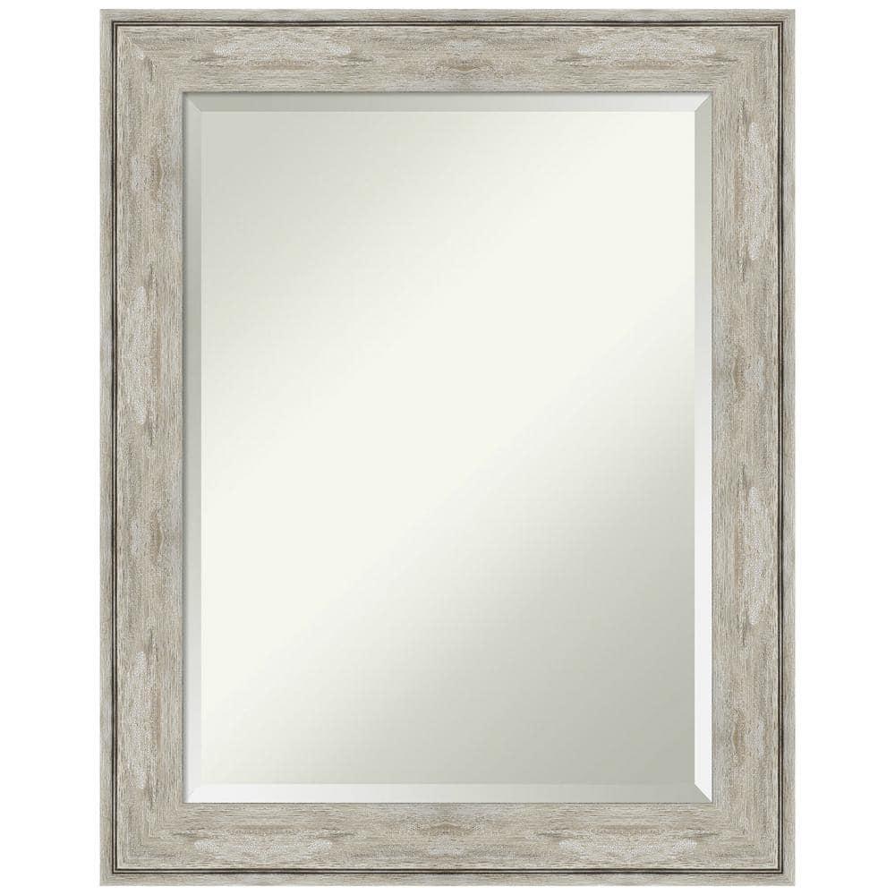 23" x 29" Crackled Framed Bathroom Vanity Wall Mirror Metallic - Amanti Art: Modern Rectangle, Beveled Glass, Wall Mount