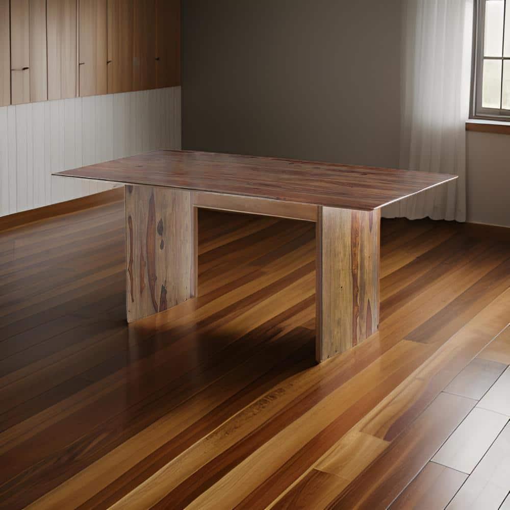 Benjara BM311983 71 in. Dice Rectangular Top Dining Table, Brown