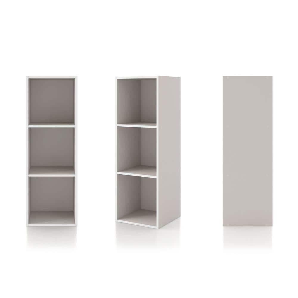 24/7 Shop At Home 35.27" Silkpath Modern 3 Cube Stackable and Modular Bookcase Greige