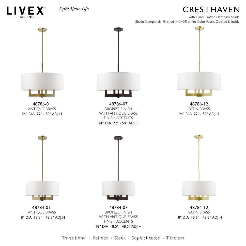 Livex Lighting Cresthaven 4 - Light Chandelier in  Antique Brass