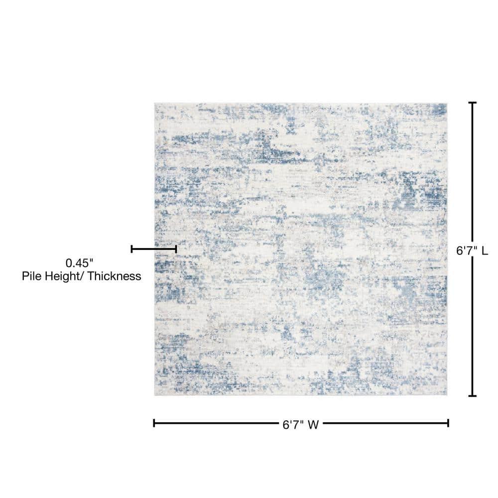Amelia ALA700 Power Loomed Area Rug - Ivory/Blue - 6'7"x6'7" - Safavieh.