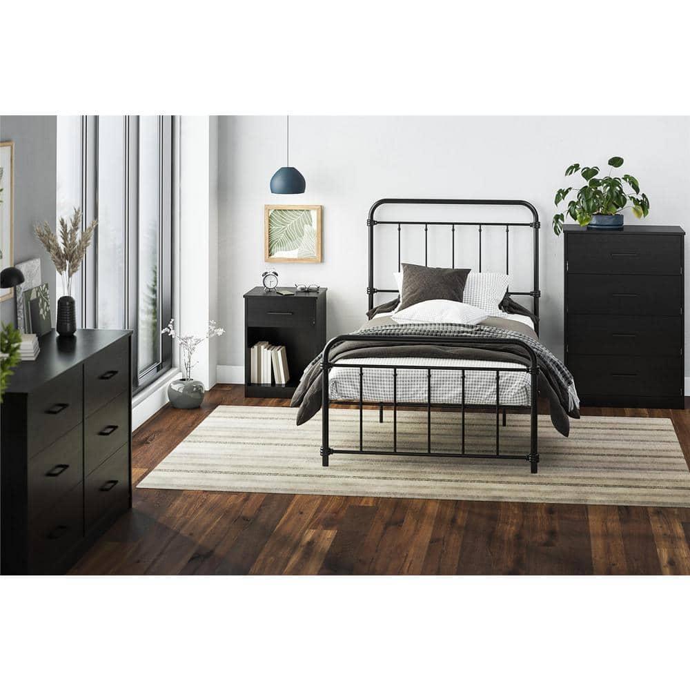 Ameriwood Home BrEZ Build Collection Pearce Wide 6 Drawer Dresser, Black Oak