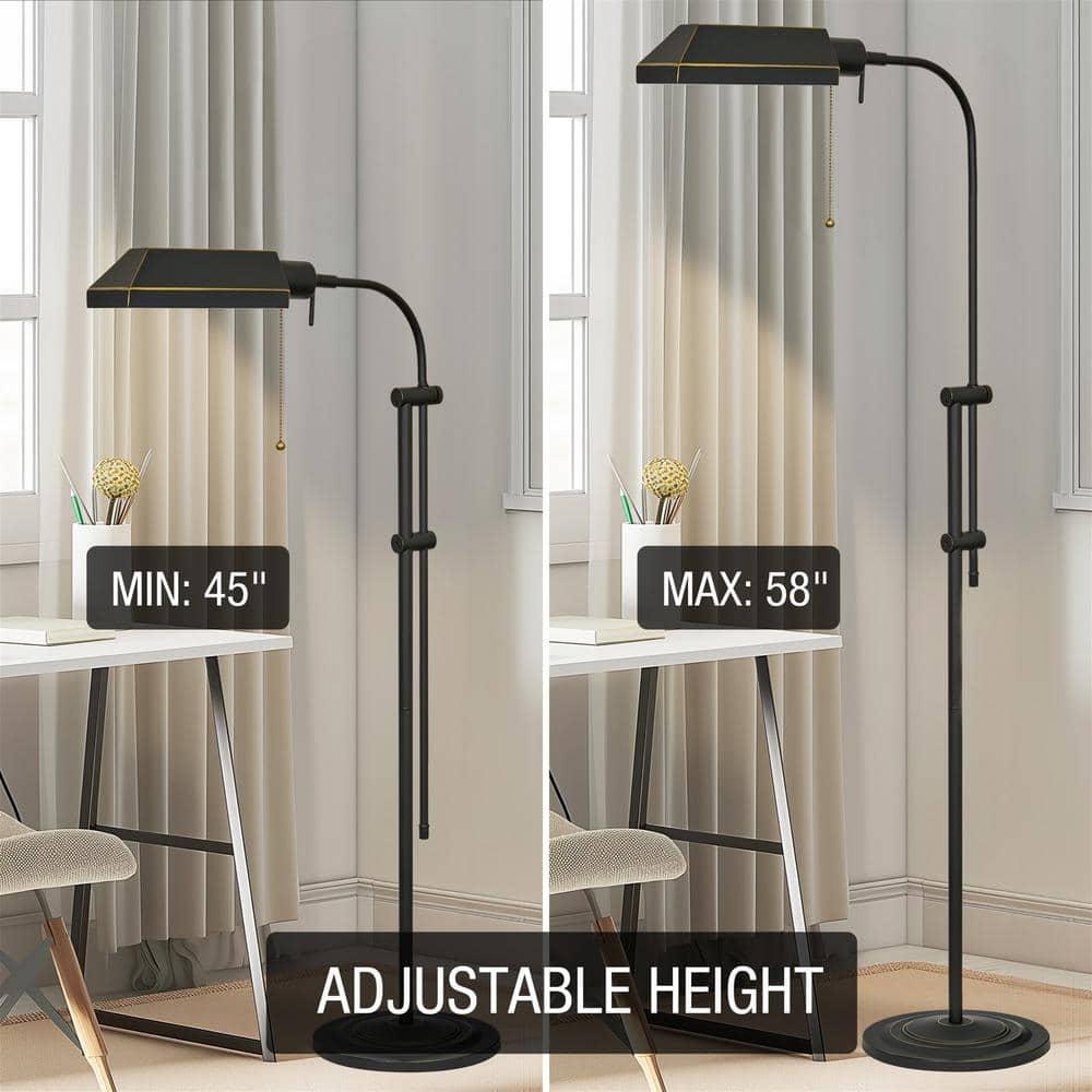 GOURE Prescott 58" Modern Industrial Adjustable Standing Pharmacy Floor Lamp, Dark Bronze Finish, Includes 6W LED Bulb (60W eq.) Energy Efficient, Eco-Friendly, Pivot Head for Hobby/Precise Task
