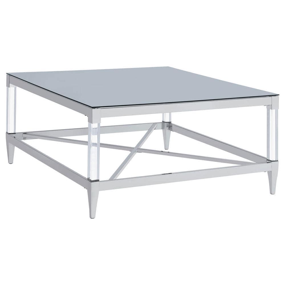 Coaster Lindley Square Metal Coffee Table Tempered Mirror Top Chrome